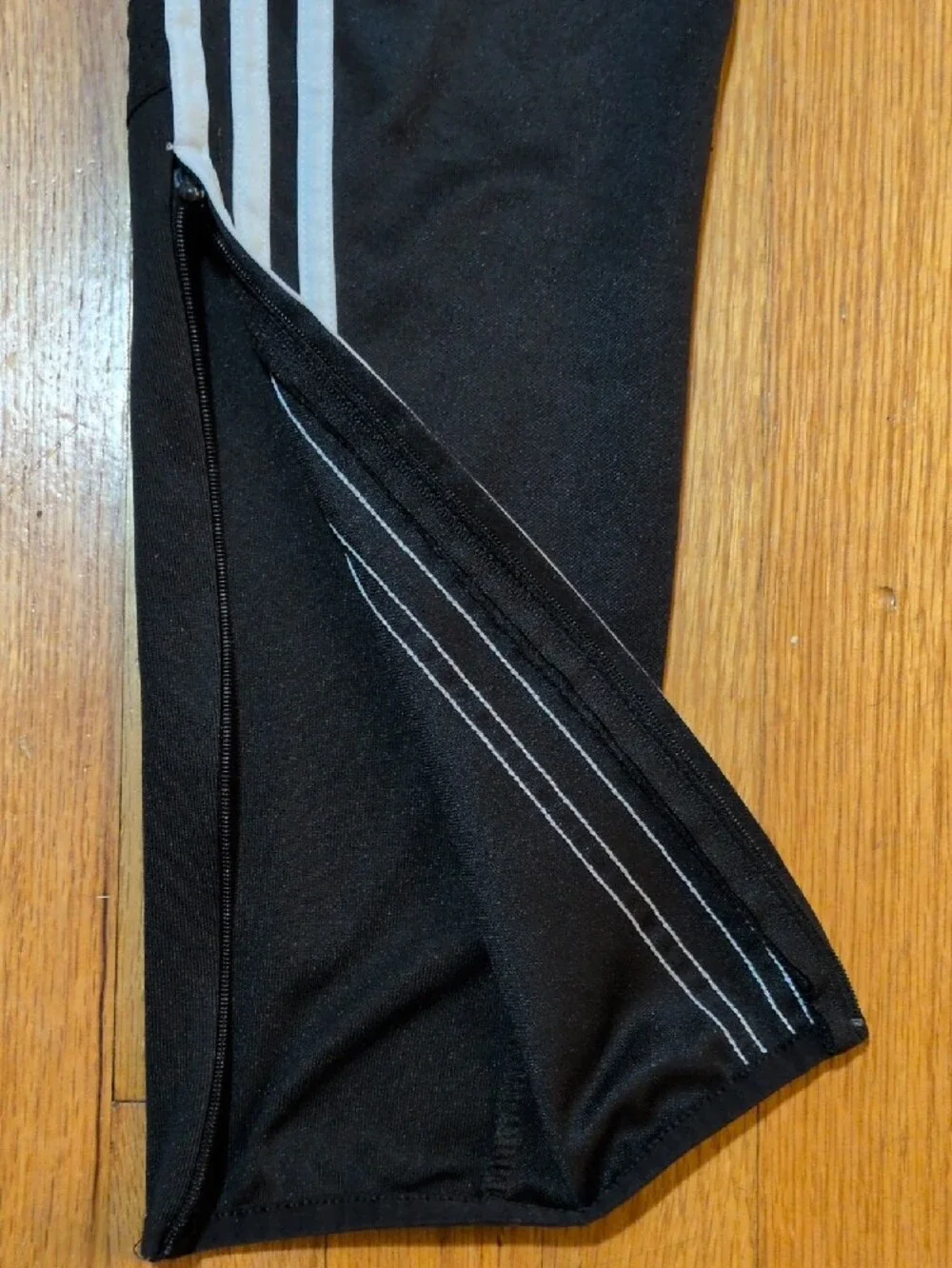 Adidas men's Black Jogger Pants with White Stripes S